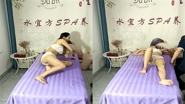 苗窕大奶少妇做SPA让色狼技师强行打桩